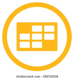 Binder Grid vector icon. Style is flat rounded symbol, yellow color, rounded angles, white background.