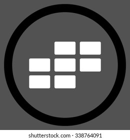 Binder Grid vector icon. Style is bicolor flat rounded symbol, black and white colors, rounded angles, gray background.