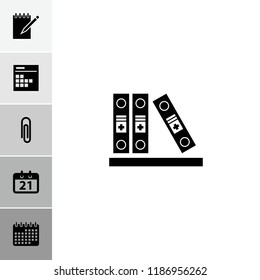 Binder icon. collection of 6 binder filled icons such as paper clip, calendar. editable binder icons for web and mobile.