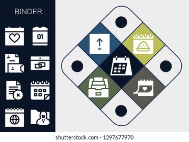  binder icon set. 13 filled binder icons. Simple modern icons about  - Calendar, Folder, Stationery, Upload