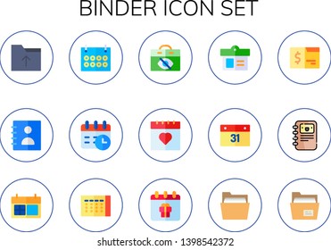 binder icon set. 15 flat binder icons.  Simple modern icons about  - folder, agenda, calendar, notebook