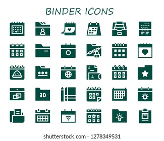  binder icon set. 30 filled binder icons. Simple modern icons about  - Calendar, Folder, Stationery, Notebook, Notepad