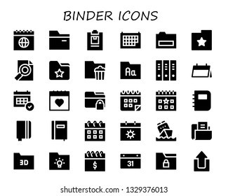 binder icon set. 30 filled binder icons.  Simple modern icons about  - Calendar, Folder, Notepad, Folders, Notebook, Upload