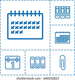 Binder icon. set of 6 binder outline icons such as calendar, binder
