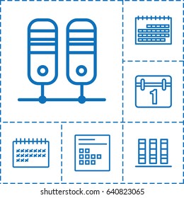 Binder icon. set of 6 binder outline icons such as calendar
