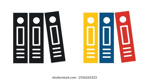 Binder icon set in black and colored versions.
