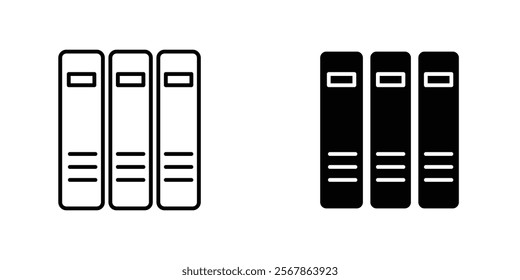 Binder icons collection in Filled flat and thin line style.