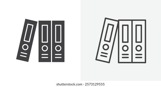 Binder icons. flat and line style set