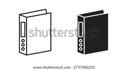 Binder icons in line designs. solid silhouette style in black