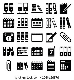 Binder icons. set of 25 editable filled binder icons such as binder, calendar, paper clip, notebook