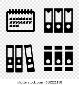 Binder icons set. set of 4 binder filled icons such as binder