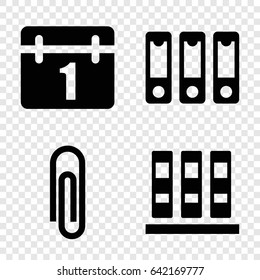 Binder icons set. set of 4 binder filled icons such as calendar, binder