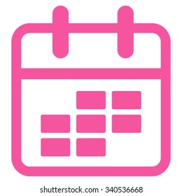 Binder Month vector icon. Style is flat symbol, pink color, rounded angles, white background.