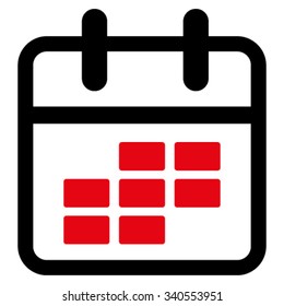 Binder Month vector icon. Style is bicolor flat symbol, intensive red and black colors, rounded angles, white background.