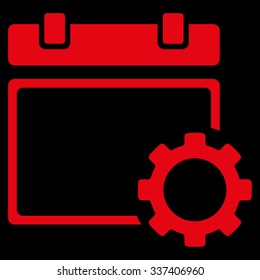Binder Options vector icon. Style is flat symbol, red color, rounded angles, black background.