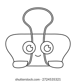 Icono de Vector de Clip de papel de carpeta aislado sobre fondo blanco, carácter de Clip de carpeta de contorno con cara linda