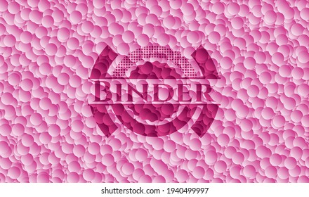 Emblema rosa ligador con fondo de burbujas. Vintage. Ilustración vectorial. Detallado. 