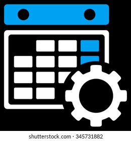 Binder Preferences vector icon. Style is bicolor flat symbol, blue and white colors, rounded angles, black background.