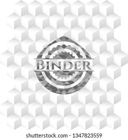Binder realistic grey emblem with cube white background