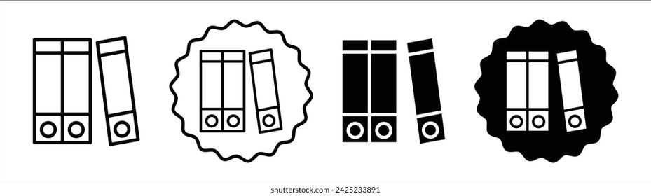 Juego de encuadernación en color blanco y negro. Vector de icono plano simple del cuaderno