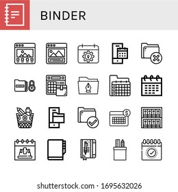 einfaches Binde-Symbol-Set. Enthält Symbole wie Notebook, Portfolio, Kalender, Ordner, Stationery, Binders, Agenda, kann für Web, Mobile und Logo verwendet werden