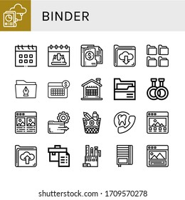 binder simple icons set. Contains such icons as Folder, Calendar, Folders, Rubber, Portfolio, Stationery, Appointment, Notebook, can be used for web, mobile and logo