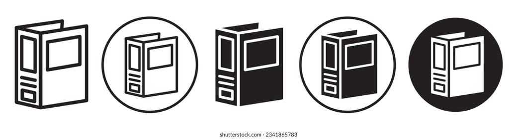 Binder symbol Icon. Sign of paper document folder storage mark. Vector set collection of office study book file archive organizer. Flat outlined web app ui icon of literature page library fastener.