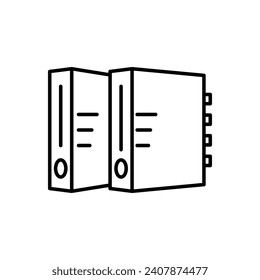 Icono de vector de enlace. Símbolo del encuadernador del libro de papel en blanco y negro.