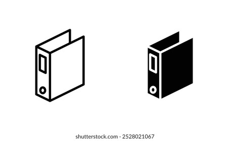 Binder vector icon set in black and white color.