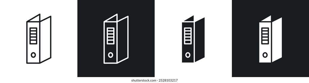 Binder vector icon set in black and white