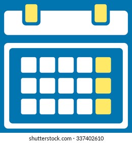 Binder vector icon. Style is bicolor flat symbol, yellow and white colors, rounded angles, blue background.