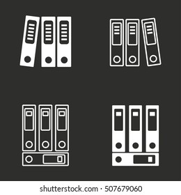 Binder vector icon. White illustration isolated on black background for graphic and web design.