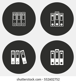 Binder vector icon. White illustration isolated on black background for graphic and web design.