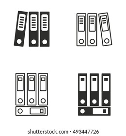 Binder vector icons set. Black illustration isolated on white background for graphic and web design.