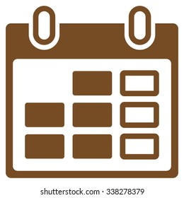 Binder Week vector icon. Style is flat symbol, brown color, rounded angles, white background.