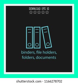 binders, file holders, folders, documents  vector icon