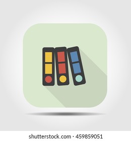 binders flat icon with long shadow, vector illustration