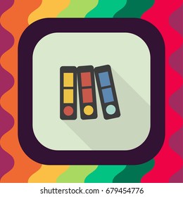 binders flat icon with long shadow, vector illustration