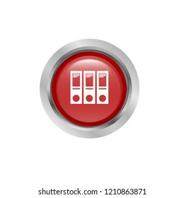 binders icon. office folder icon. binders red silver button.