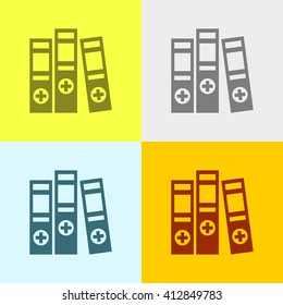 Binders Icon on Four Different Backgrounds. Eps-10.
