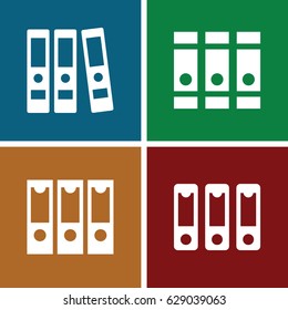 Binders icons set. set of 4 binders filled icons such as 
