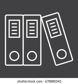Binders line icon, business and folder, vector graphics, a linear pattern on a black background, eps 10.