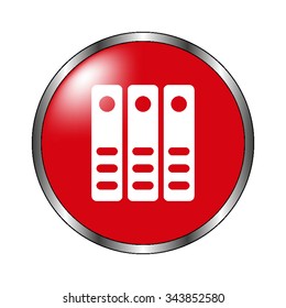 binders - vector icon on the  red button