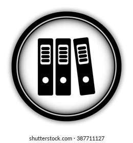 binders - vector icon; round  button with shadow
