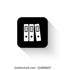 binders - white vector  icon with shadow