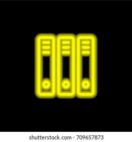 Binders yellow glowing neon ui ux icon. Glowing sign logo vector