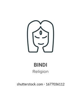 Bindi outline vector icon. Thin line black bindi icon, flat vector simple element illustration from editable religion concept isolated stroke on white background