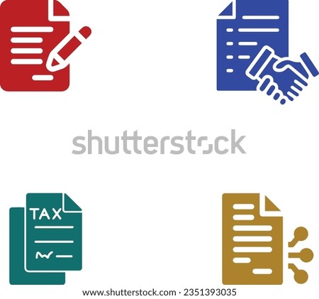 
Binding Agreements - Quartet of Contract Icons.

Immerse yourself in legal documentation with this set of icons, each representing different aspects of contracts and agreements.