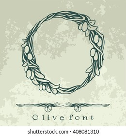 Binding flowering branches of the olive tree - floral alphabet - vector lettering illustration