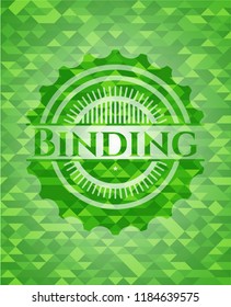 Binding green emblem with mosaic ecological style background